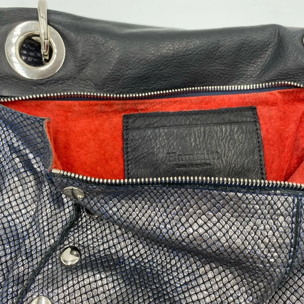 Hammitt Montana Large Reversible Black and Gray/Blue Leather Crossbody Bag - Picture 7 of 10